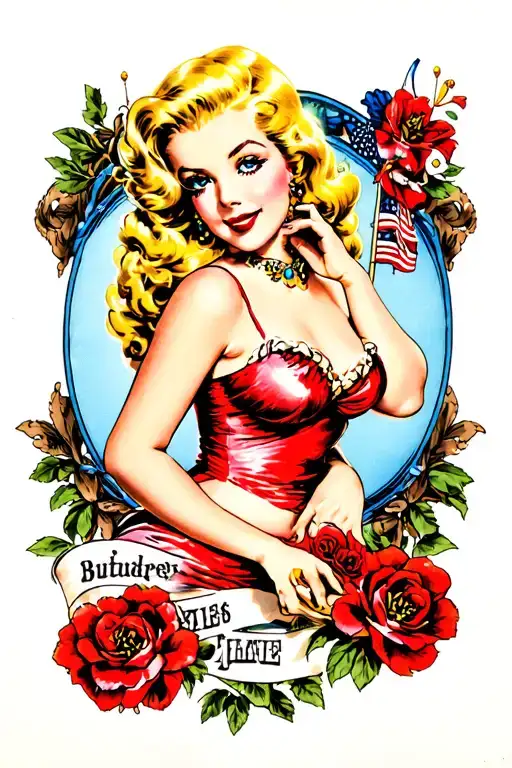 blonde pin up girl tattoo design idea