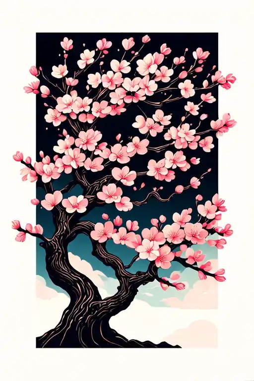 cherry blossom tree tattoo design idea