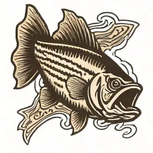 striped bass jumping tattoo design idea