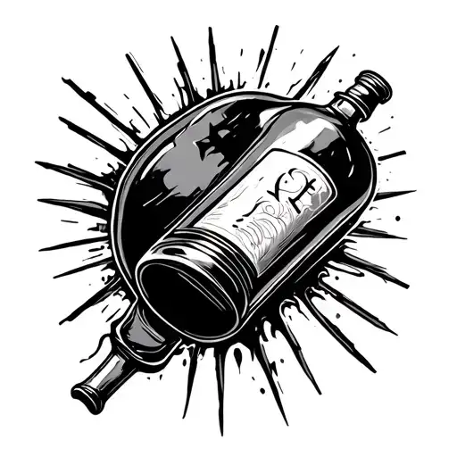 Broken bottle held tattoo design idea