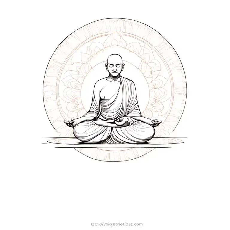 Meditating Monk tattoo design idea
