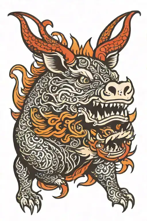 dragon pig and ox tattoo design idea