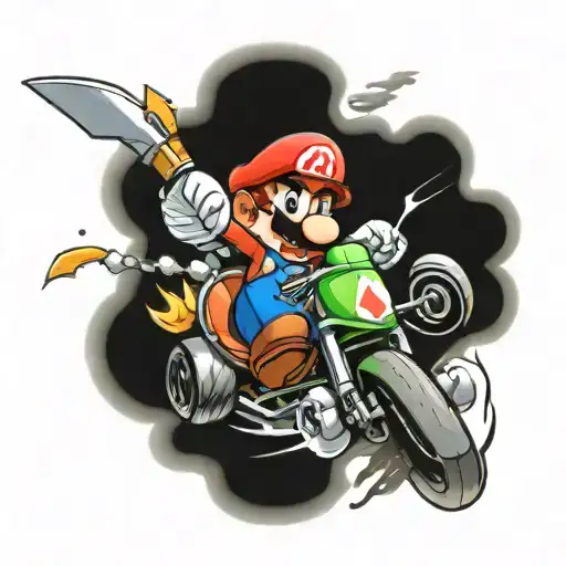 mario kart cartoon character tattoo design idea