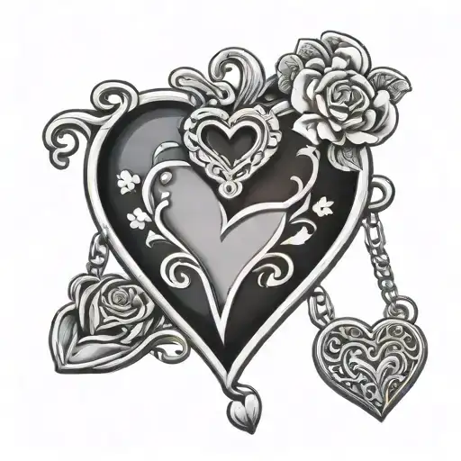 heart and locket anklet tattoo design idea