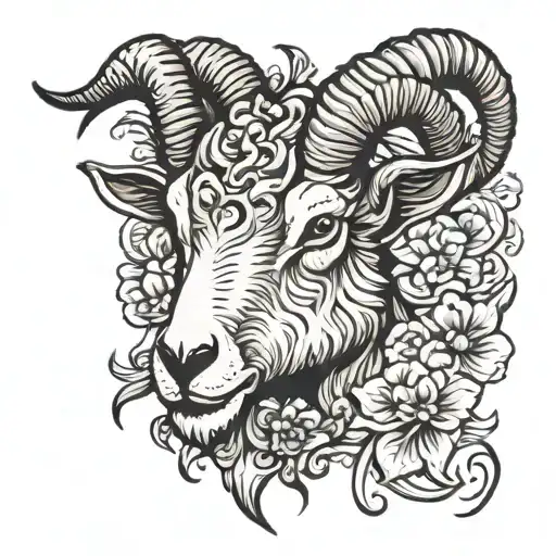 goat lamb tattoo design idea