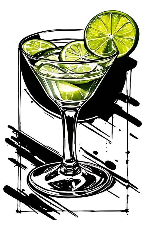 lime vodka cocktail tattoo design idea