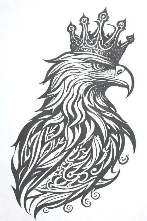 eagle royal flourish wearing crown tattoo design idea