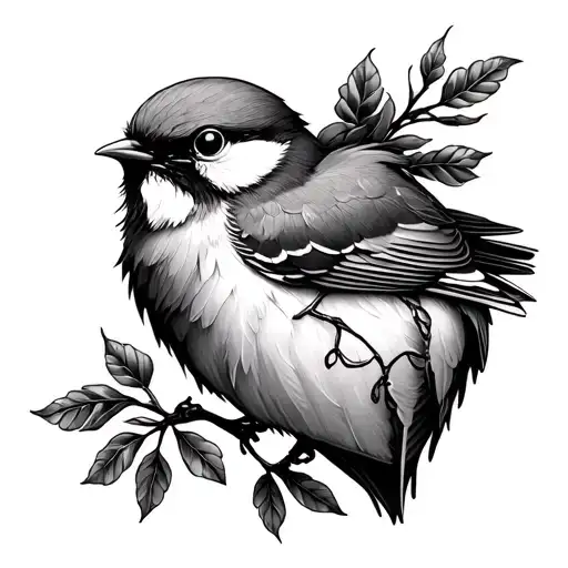 stitched heart with small bird tattoo design idea