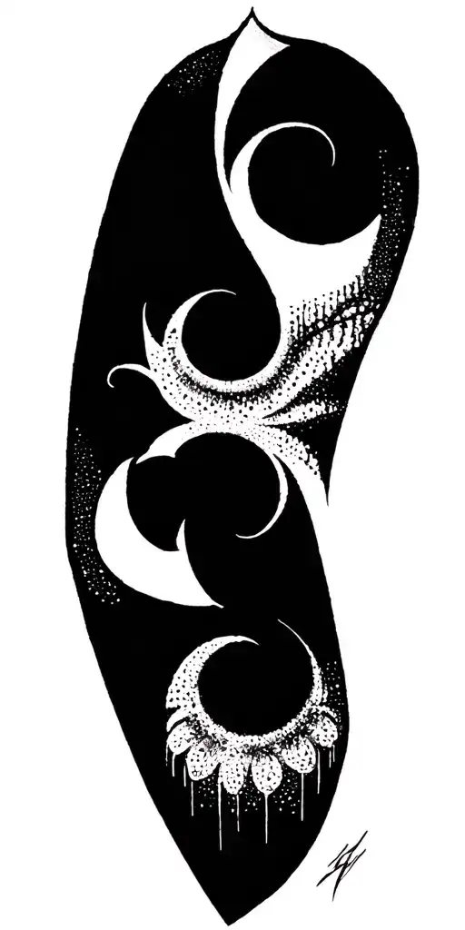 dark ornamental gothic tattoo motif brutalist pointillism geometric sharp contrast symbology abstract dark lettering tattoo design idea
