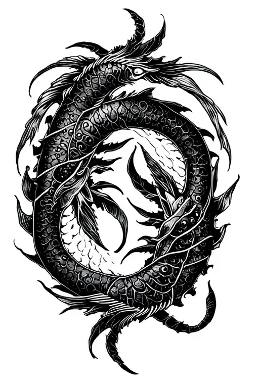 pisces and scorpio zodiac sign intertwined tattoo design idea