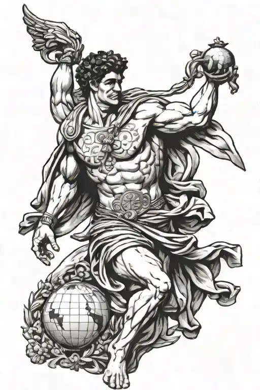 greek god atlas holding the world war 2 tattoo design idea