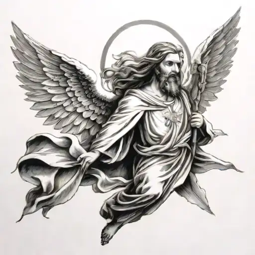 god, colossians 3:23, jesus, angels, heaven tattoo design idea