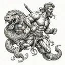 hercules vs snake tattoo design idea