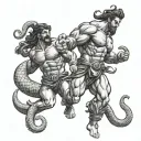hercules vs snake tattoo design idea