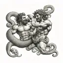 hercules vs snake tattoo design idea