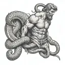 hercules vs snake tattoo design idea