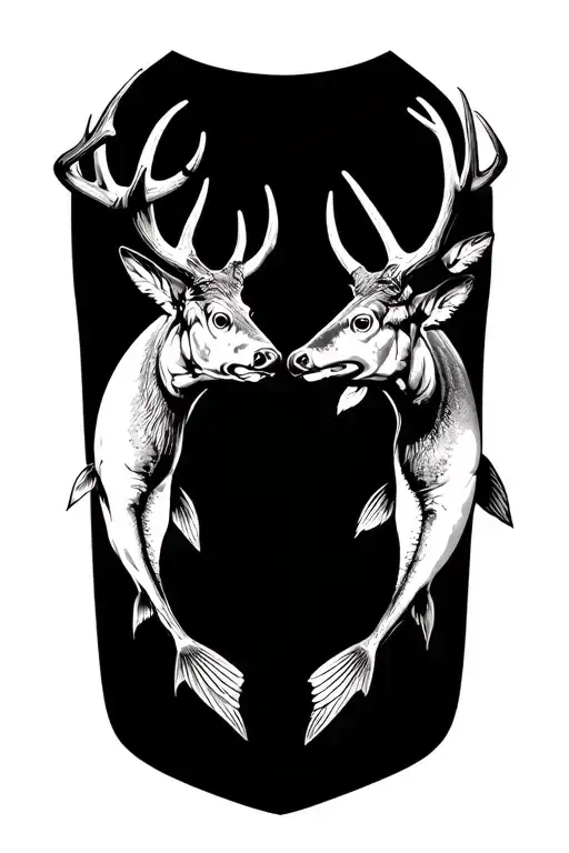 Fore arm tattoo with flat head catfish whitetail buck nature outdoors tattoo design idea