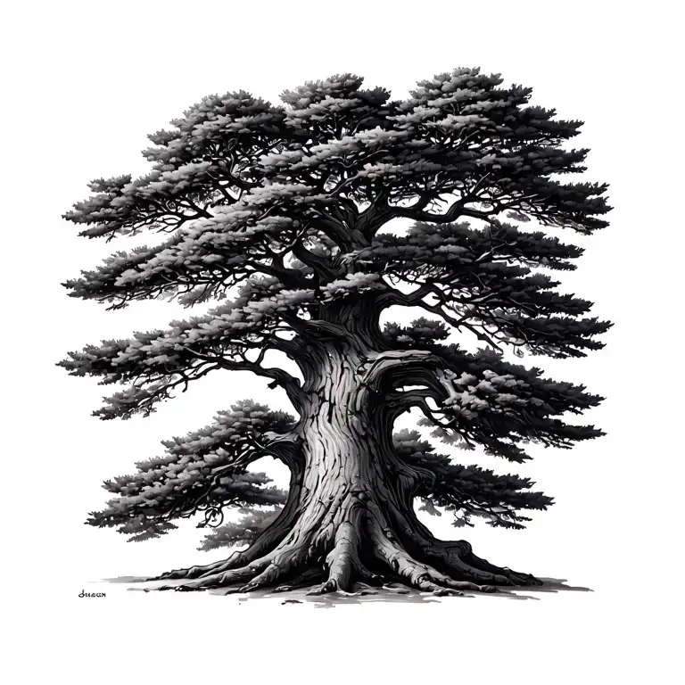 western red cedar tree tattoo design idea