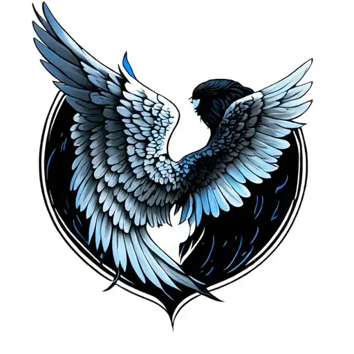 Blue Angel Wings tattoo design idea
