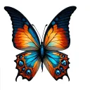 dark butterfly with evil eye wings spread wings looking tattoo design idea