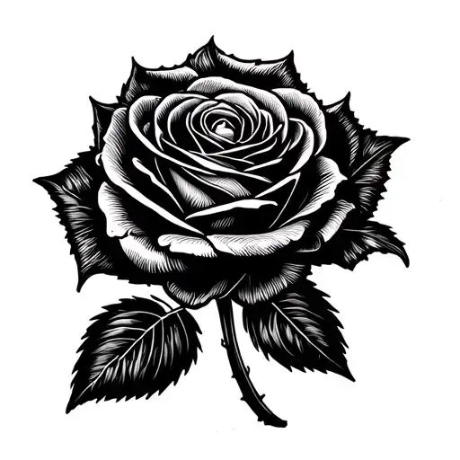 solid black rose tattoo design idea