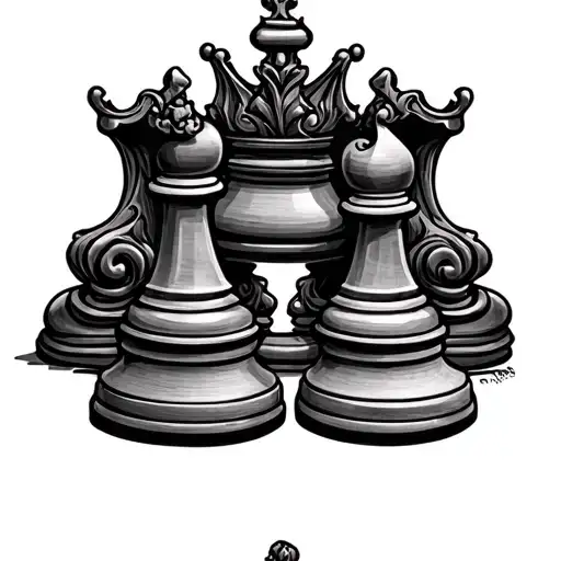 King And Queen Chess Piece tattoo design idea