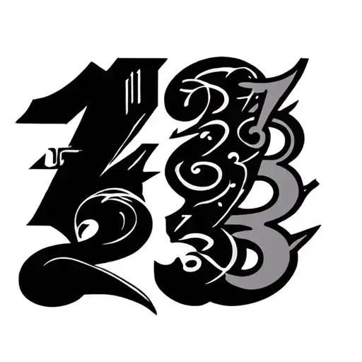 tattoo of 111, 222, 777, 444 and 333 merged or mixed tattoo design idea