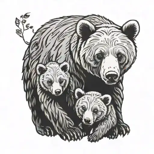 mama and baby bear tattoo design idea