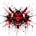 trash polka style mixed with cyber sigilism trap metal emo trap use a bunch of demonic symbols and hieroglyphs tattoo design idea