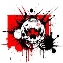 trash polka style mixed with cyber sigilism trap metal emo trap use a bunch of demonic symbols and hieroglyphs tattoo design idea