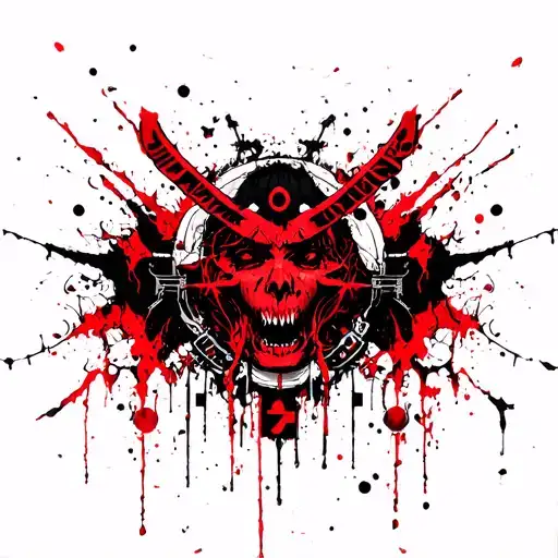 trash polka style mixed with cyber sigilism trap metal emo trap use a bunch of demonic symbols and hieroglyphs tattoo design idea