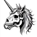 unicorn skull with knuckle duster in mouth tattoo design idea