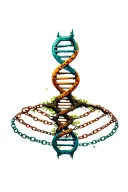 Dna chain and tree tattoo design idea