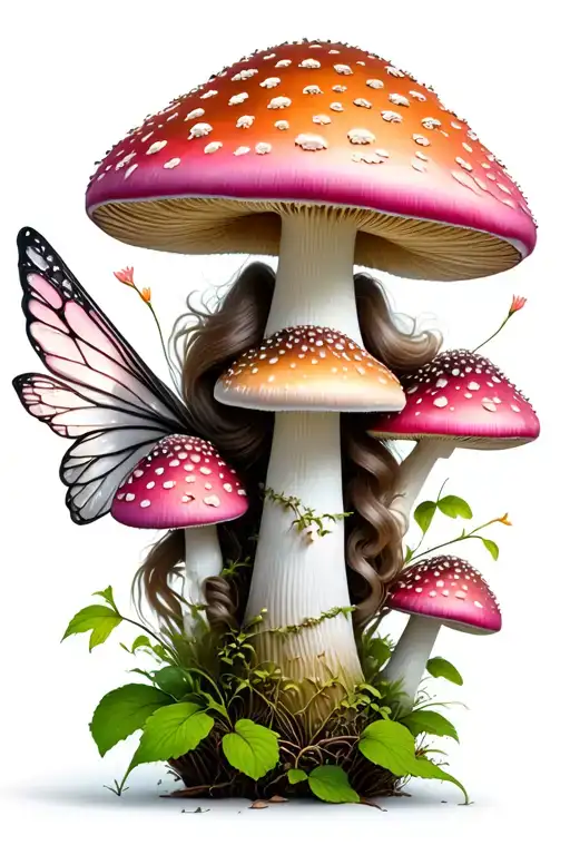 mushroom fairy tattoo design idea