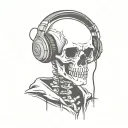 a skeleton wearing headphones tattoo design idea