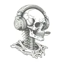 a skeleton wearing headphones tattoo design idea