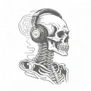 a skeleton wearing headphones tattoo design idea