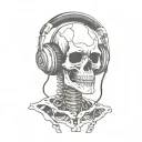 a skeleton wearing headphones tattoo design idea