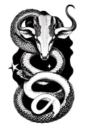 suggest me some good tattoo designs with the Japanese text 诺力火 below either with a snake or my star sign Taurus  tattoo design idea