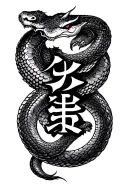 suggest me some good tattoo designs with the Japanese text 诺力火 below either with a snake or my star sign Taurus  tattoo design idea