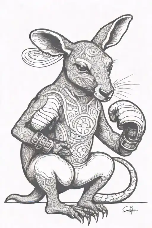 kangaroo with boxing gloves tattoo design idea