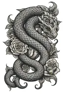 Capricorn, Rose heart snake tattoo design idea