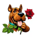 scooby doo holding a rose in his mouth  tattoo design idea