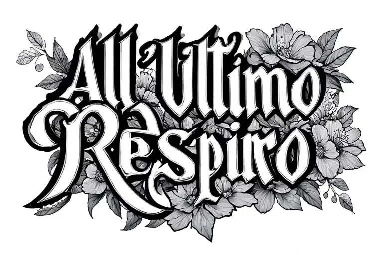 Club Dogo song: All'Ultimo Respiro lettering and Sakura tattoo design idea