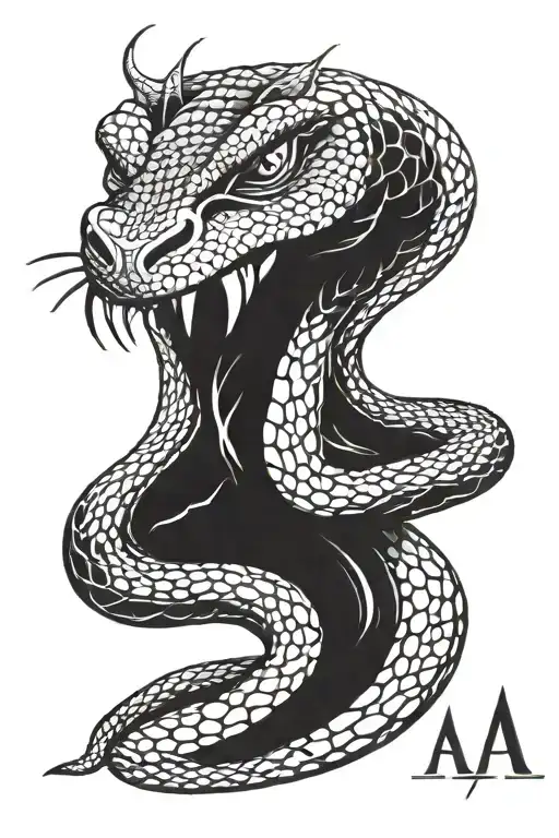 King Cobra hood with letter A tattoo design tattoo design idea