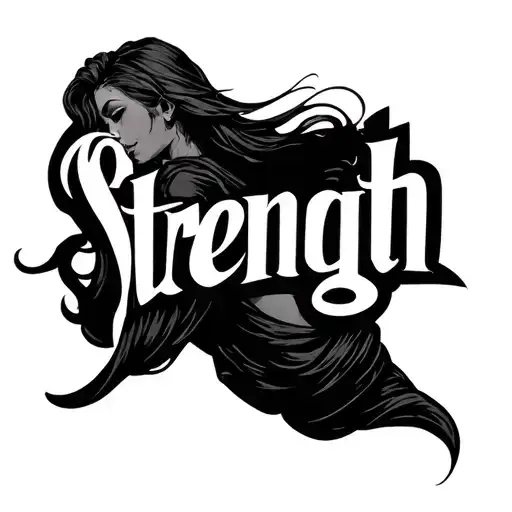 "Strength " beautiful woman tattoo design idea