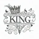 the letters k, b, c; the word king; heart; music tattoo design idea