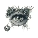 gypsy eye with gems tattoo design idea