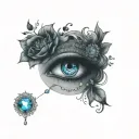 gypsy eye with gems tattoo design idea