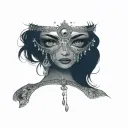 gypsy eye with gems tattoo design idea